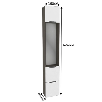 Шкаф завершающий с обувницей и зеркалом, фасады в эмали LE250