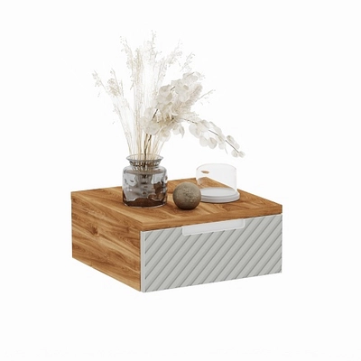 Тумба прикроватная подвесная, фрезерованные фасады в эмали LE709