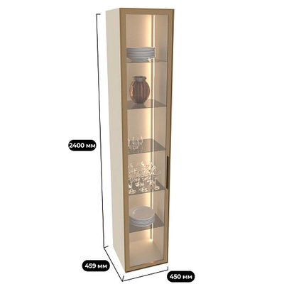 Шкаф со стеклянными фасадом полки стекло R220.1