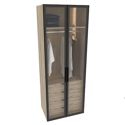 Шкаф для спальни с четырьмя ящиками и штангой с подсветкой R210.60-3