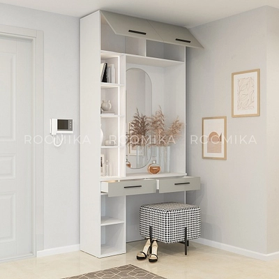 Столик туалетный с антресолью и стеллажом L415