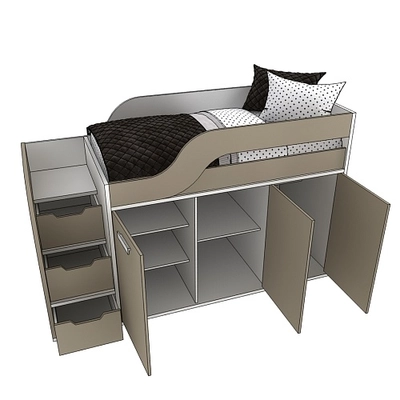 Кровать-чердак с рабочей зоной E903.6, 80x160 L/R