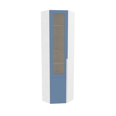 Шкаф угловой книжный со стеклом, фасады в эмали LE247 с подсветкой