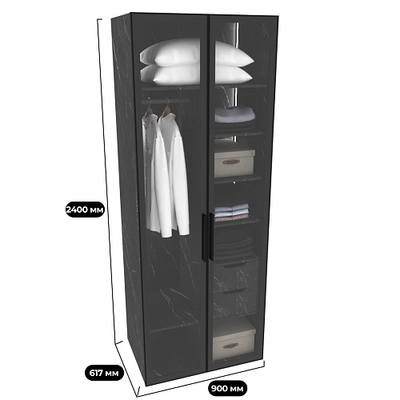 Шкаф для спальни с полками и штангой с подсветкой R210.60-4