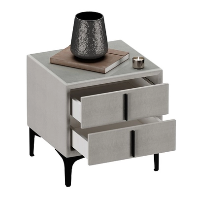 Тумба прикроватная мягкая, стекло прозрачное, ножки черные ГРЕЙС752