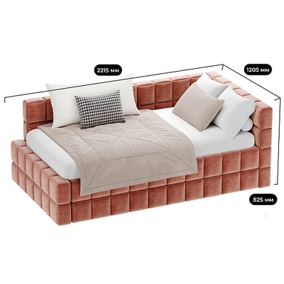 Кровать односпальная мягкая с подъемным механизмом КВАДРО-П