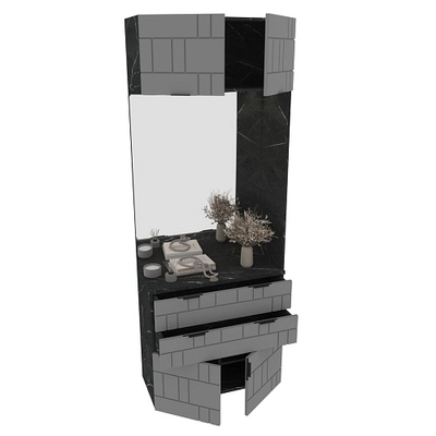 Тумба с зеркалом и комодными ящиками, фрезерованные фасады в эмали LE421 L/R