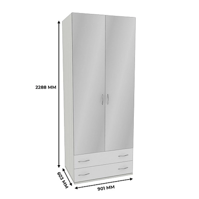 Шкаф 2 дверный с ящиками  и зеркалом P211.60Z