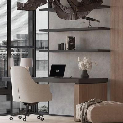 Кабинет в светлых древесных оттенках №4