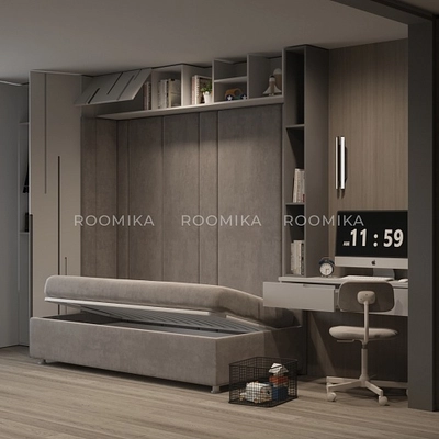 Детская кровать-подиум Короб-3 с подъемным механизмом , 90x190