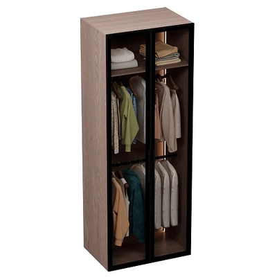 Шкаф для спальни с двумя штангами и полкой с подсветкой R210.60-1