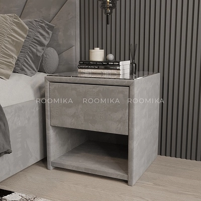 Тумба прикроватная мягкая, стекло прозрачное САНРАЙС 751