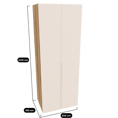 Шкаф 2 дверный, фрезерованные фасады в эмали LE210.60-1