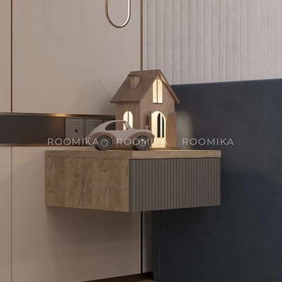 Тумба прикроватная подвесная, фрезерованные фасады в эмали LE709