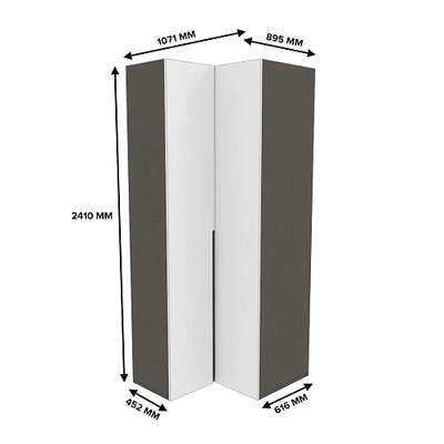 Шкаф угловой, фасады в эмали LE207 L/R