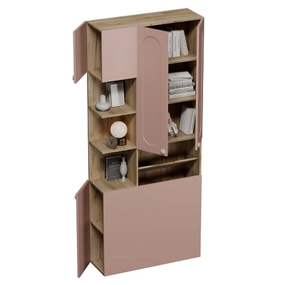 Шкаф двухдверный с фальш стенкой и нишей, фрезерованные фасады в эмали LE212.3