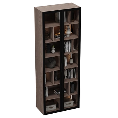 Шкаф-стеллаж со стеклянными фасадами с подсветкой R212