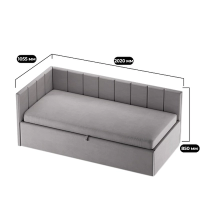 Кровать с подъемным механизмом и ящиком для белья ЛАЙН М1