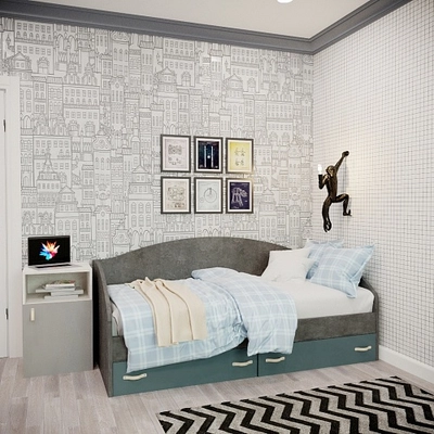 Кровать односпальная с ящиками P902N, 90x190