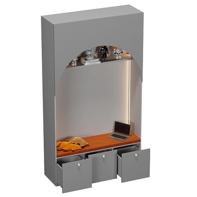 Шкаф с нишей, ящиками и сидушкой с подсветкой,фрезерованные фасады в эмали LЕ433.44