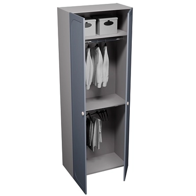 Шкаф двухдверный узкий, фрезерованные фасады в эмали LE210.44-1