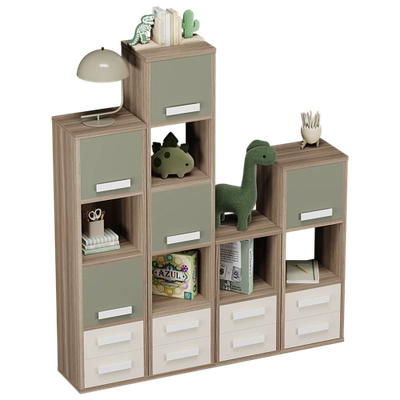 Стеллаж сквозной книжный на 14 ниш с ящиками E802,E803,E804,E805