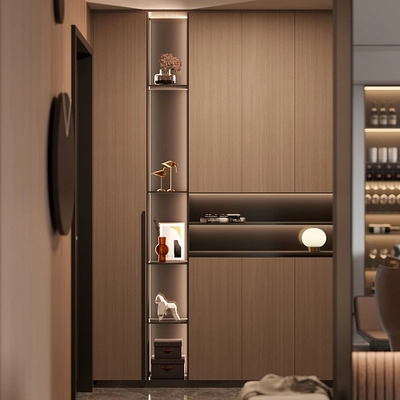 Прихожая с панелями в древесных оттенках №2