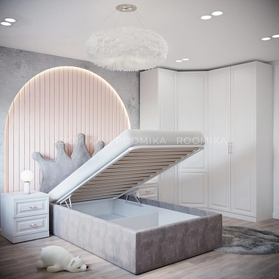 Кровать мягкая КВИН с подъемным механизмом, 120x200