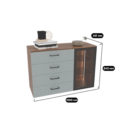 Комод с ящиками и стеклянной дверью с подсветкой R706.1