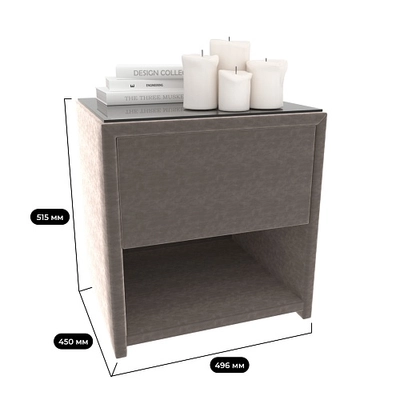 Тумба прикроватная мягкая, стекло прозрачное САНРАЙС 751