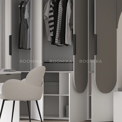 Шкаф для одежды, фрезерованные фасады в эмали LЕ251.60-2 L/R