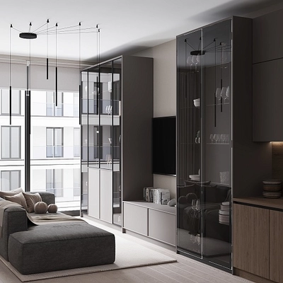 Гостиная со стеклянными фасадами №9