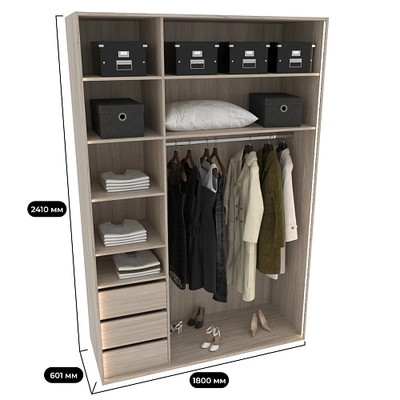 Шкаф с ящиками и штангой с подсветкой M180.60-1 L/R