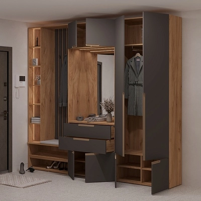 Лацио прихожая, фрезерованные фасады в эмали 30