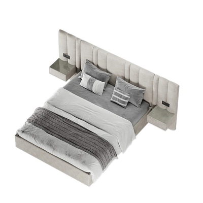 Кровать двуспальная мягкая ХИЛТОН с подъемным механизмом, мягкими панелями и тумбами, 160x200