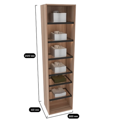 Шкаф с полками стекло, алюминиевый профиль с подсветкой M602.45-4