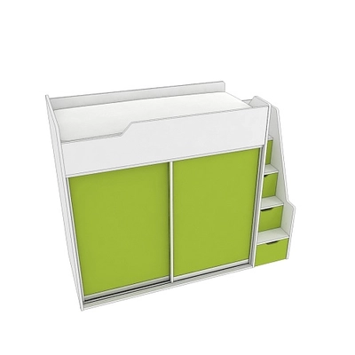 Кровать-чердак  с лестницей комодом L905, 90x190 L/R