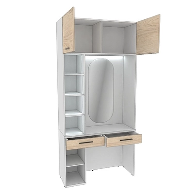 Столик туалетный с антресолью и стеллажом с подсветкой L414.44