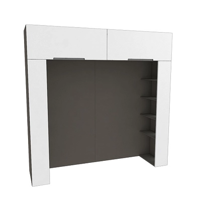 Ниша для кровати с секциями с подсветкой, фасады в эмали LE407.60