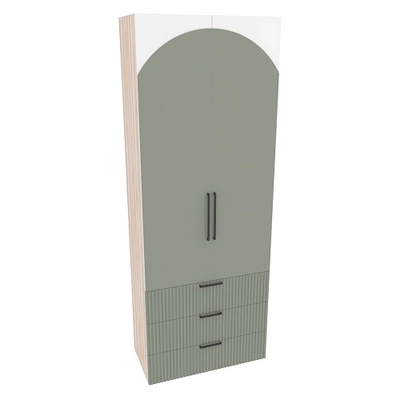 Шкаф книжный/для одежды с тремя ящиками, фрезерованные фасады в эмали LE213