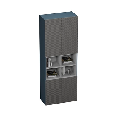 Шкаф книжный с нишей, фрезерованные фасады в эмали LE216