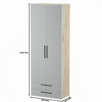 Шкаф 2 дверный с ящиками, фрезерованные фасады в эмали LE211.44