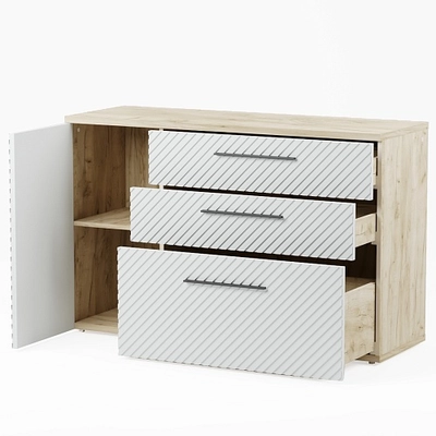 Комод с фрезерованными фасадами в эмали LE706 L/R