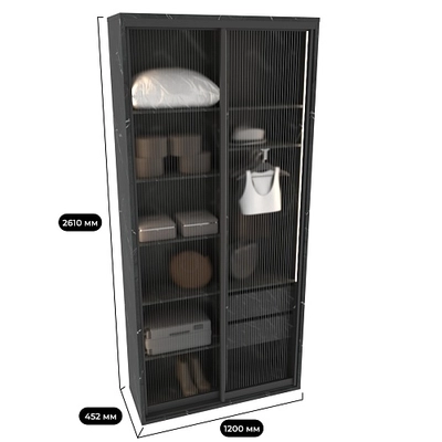 Шкаф-купе ХG126.45-3, профиль INTEGRO, стекло Estriado бесцветное, с подсветкой