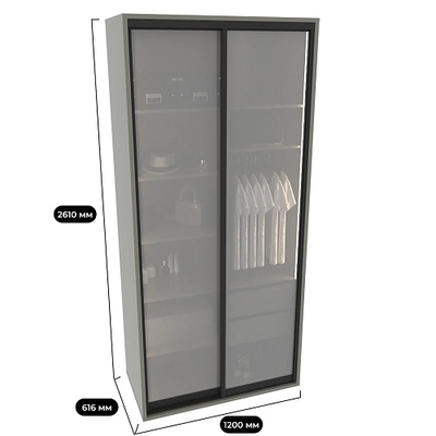 Шкаф-купе ХG126.60-3, профиль INTEGRO, стекло Сатинато белое, с подсветкой