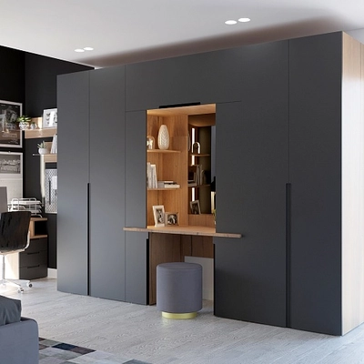 Стол туалетный с секцией и зеркалом с подсветкой, фасады в эмали LE404.60