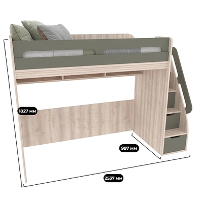 Кровать-чердак E977, 90x200 L/R