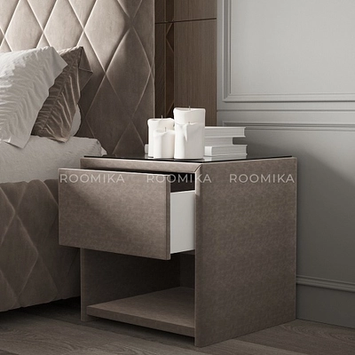 Тумба прикроватная мягкая, стекло прозрачное САНРАЙС 751