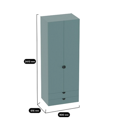 Шкаф 2 дверный с ящиками, фрезерованные фасады в эмали LE211.60