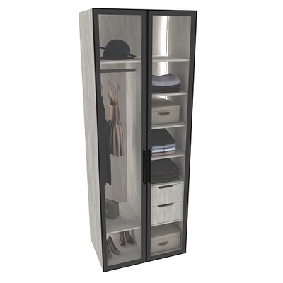 Шкаф для спальни с полками и штангой с подсветкой R210.60-4